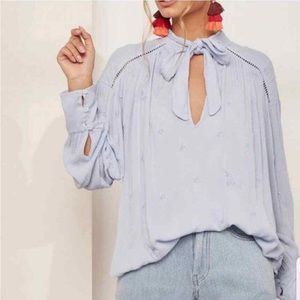 Free People Vintage Inspired Baby Blue
Long Sleeve Top Blouse M Medium